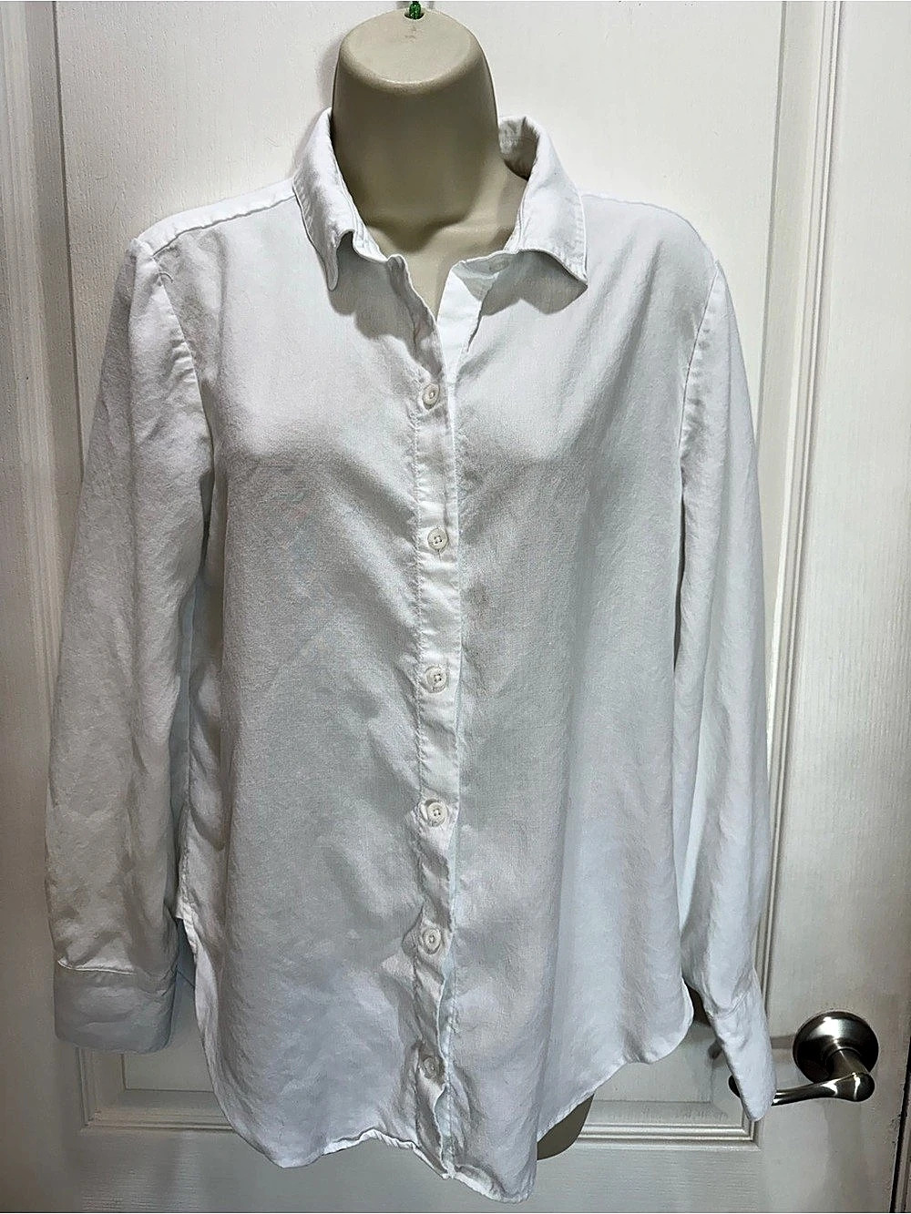 Anthropologie Cloth & Stone Button Down Shirt White Tencel Button Down Size